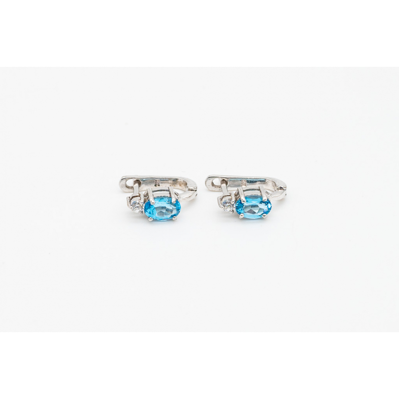 Elegant Aquamarine Earrings with Rhodium Plating