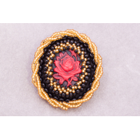 Red Rose Brooch with Toho Beads