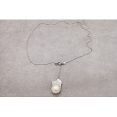 Large Baroque Freshwater Pearl on Silver Chain