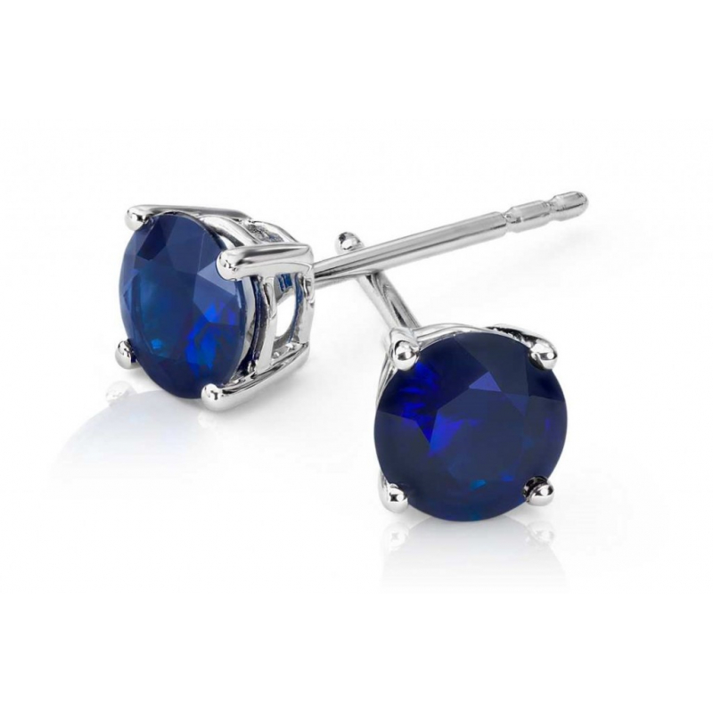 Blue Sapphire Earrings with Silver Details