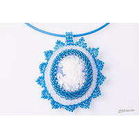 Bluish-Green Cameo Necklace with Swarovski Accent