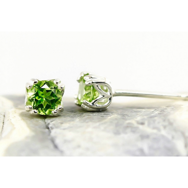 Peridot Earrings with Silver Details