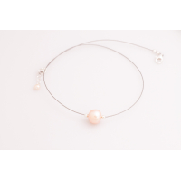 Single Pearl Necklace with Silver Clasp