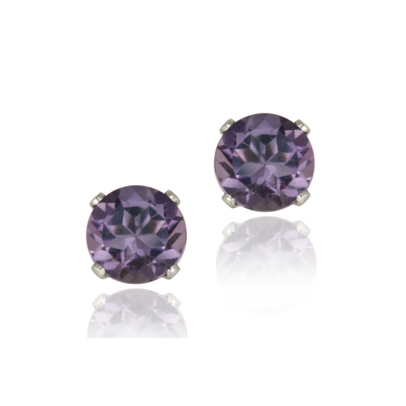 Amethyst Earrings with Silver Details