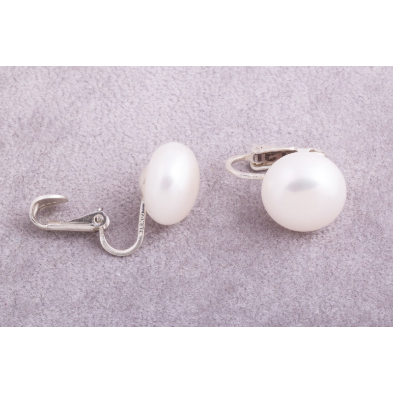Freshwater Pearl Clip Earrings with White Pearls