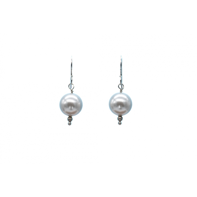 Swarovski baltās pērles auskari ar sudraba āķīšiem