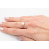 Art-deco Ring with Golden Pearl