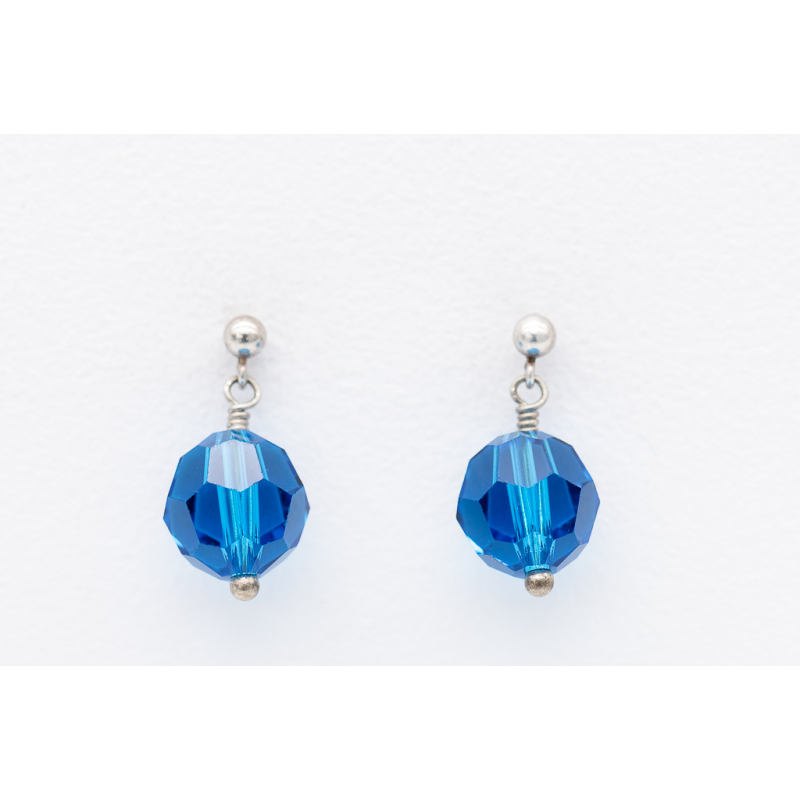 Swarovski Capri Blue Earrings with Silver Posts – Elegance and Vibrancy