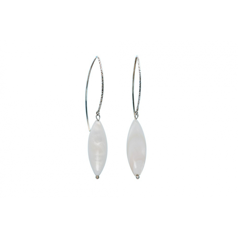 Long Mother-of-Pearl Earrings with Sterling Silver