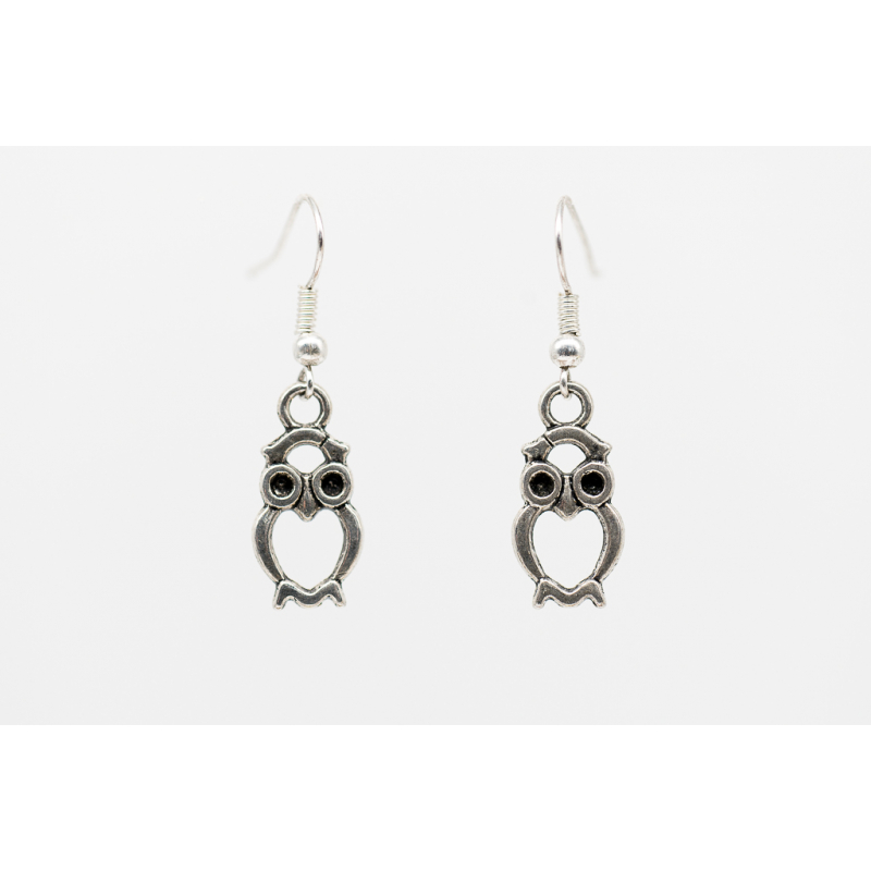 Owl Silhouette Earrings in Tibetan Silver