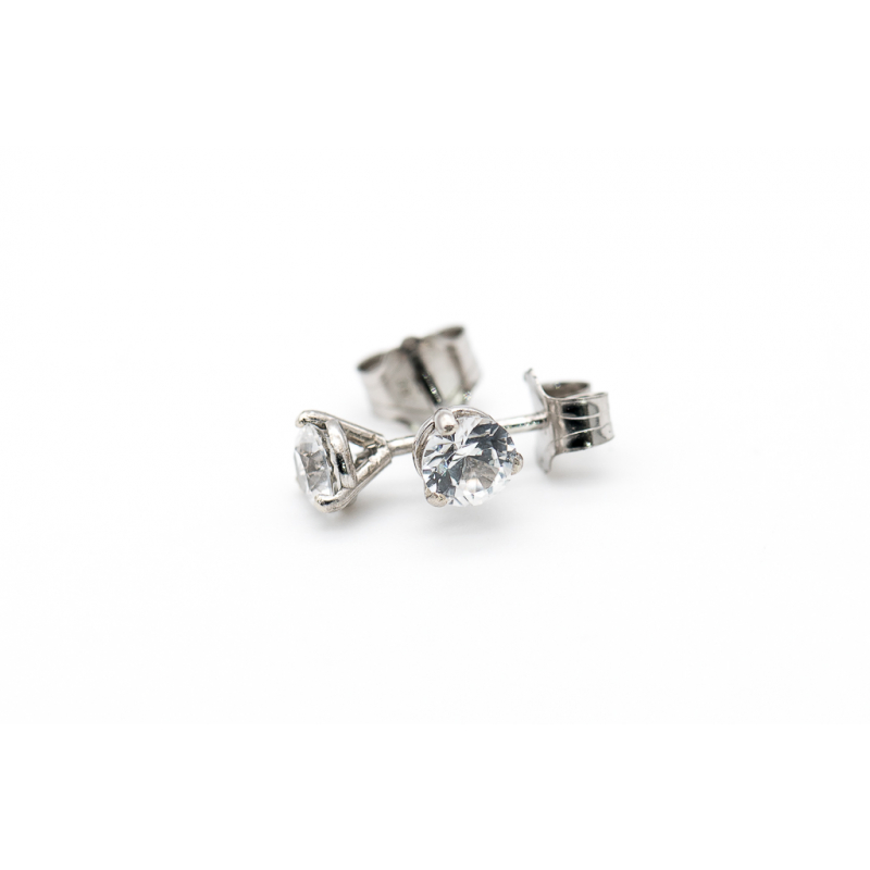 White Sapphire Earrings with White Gold Posts – Delicate Elegance