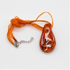 Oranžā Venēcijas stikla kaklarota 